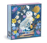 Galison Celestial Owl - 500 Piece Foil Jigsaw Puzzle Featuring Charming Artwork Of A Owl Perched On Books Under The Moonlight
