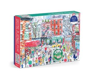 Galison Christimas In Greenwich Village - 1000 Piece Michael Storrings Jigsaw Puzzle Featuring Beautiful Artwork Of The NYC Neighborhood In The Winter Time