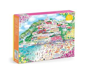Galison Coast Of Italy - 1000 Piece Michael Storrings Jigsaw Puzzle Featuring Beautiful Artwork Of Positano Italy Summer Beach