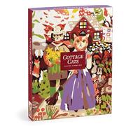 Galison Cottage Cats - DIY 9 x 12 Paint by Number Kit with Stunning Cozy Cat Art for Beginners and Experts Includes Paint and Brushes