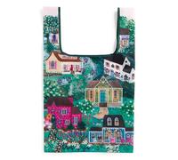 Galison Cottage Hills - Packable Nylon Reusable Tote Bag Eco Friendly Perfect For Groceries And Travel