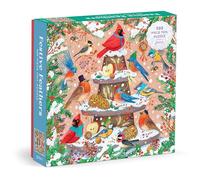 Galison Festive Feathers - 500 Piece Foil Jigsaw Puzzle Featuring Charming Artwork Of Wintery Birds Perched On A Christmas Log