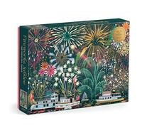 Galison Fireworks Jubilee - 1000 Piece Foil Jigsaw Puzzle Featuring Beautiful Artwork Of Fireworks Overlooking Boats On The Water