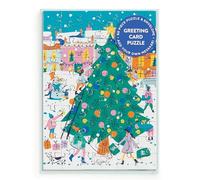 Galison Greeting Jigsaw Puzzle Card – Merry & Bright Christmas Tree – Color Envelope & Sticker Seal