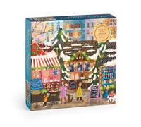 Galison Merry Market - 1000 Piece Foil Joy Laforme Jigsaw Puzzle Featuring Merry And Festive Outdoor Market For The Holidays With Gold Foil Accents