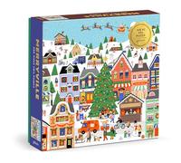 Galison Merryville - 500 Piece Foil Jigsaw Puzzle Featuring Beautiful Illustrations of A Holiday Town During Wintertime Festivities (Amazon Exclusive)