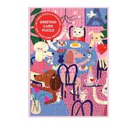 Galison Paws For Love - Adorable Dog Valentine's Day Greeting and Jigsaw Puzzle Card Includes Color Coordinated Envelope and Sticker Seal