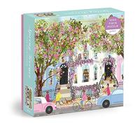 Galison Springtime Terrace - 1000 Piece Joy Laforme Puzzle Featuring a Magnolia Filled Neighborhood Day On A Spring Day