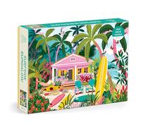 Galison Surfside Bungalow - 1000 Piece Jigsaw Puzzle Featuring Beautiful Artwork Of A Beach Bungalow With Surfboards and Ocean Views