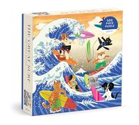 Galison The Great Surf - 500 Piece Jigsaw Puzzle Featuring Beautiful Artwork Of Cats And Dogs Surfing Waves