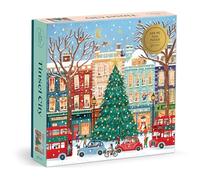 Galison Tinsel City - 500 Piece Foil Jigsaw Puzzle Featuring Charming Artwork Of Decorated Christmas Tinsel City Streets