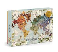 Galison Winged Metamorphosis - 1000 Piece Wendy Gold Jigsaw Puzzle Featuring Beautiful Artwork Of A Butterfly Inspired World Map