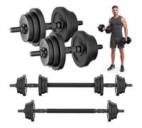 Gallant 20kg Adjustable Dumbbells Set, 2 in 1 Dumbells and Barbell Hand Free Weights Set Strength Training Lifting Body Building, Fitness Exercise Equipment For Home Gym, Ideal Men Women Black