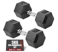 Gallant 5kg Dumbbells Pair - Rubber Encased Chrome Handle Cast Iron Hex - Weights Dumbbells Set for Men & Women, Weight Lifting Strength Training Equipment Home Fitness Gym Weights