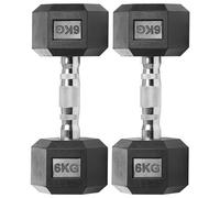 Gallant 6kg Dumbbells Pair - Rubber Encased Chrome Handle Cast Iron Hex - 6kg Weights Dumbbells Set for Men & Women, Weight Lifting Strength Training Equipment Home Fitness Gym Weights (6 kg x 2)