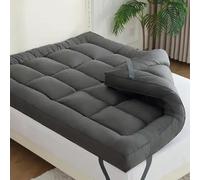 Gallant Global Extra Thick King 10cm Grey Mattress Topper - 1000GSM Heavy Filling Quilted Extra Deep Soft Mattress Protector Fluffy, Breathable, Box Stitched, Elastic Straps (King)