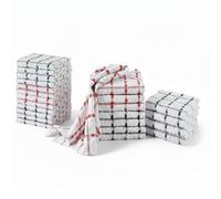 Gallant Global Hotel Quality Terry Big Check Tea Towels 100% Cotton Super Soft Large Kitchen Dish Towels Highly Absorbent Restaurant Bar Glass Cloths (Pack of 3)