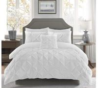 Gallant Global Pintuck Pinch Pleated Duvet Cover Set With Luxury Matching Pillow Cases 100% Soft Microfiber 200 Thread Count Soft Luxury Hotel Quality Quilt Bedding Cover UK (White, Super King)