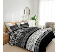 Gallant Global Stylish Single 4 Pcs Black Printed Duvet Cover Set 100% Soft Microfiber 200 Thread Count Reversible Quilted Bedding Sets With Matching Pillowcases Breathable Comforter.