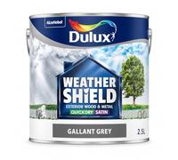 Gallant Grey Weathershield Quick Dry Exterior Satin Paint 2.5L | Exterior Wood and Metal Paint | Mid Sheen Weatherproof Finish | Outdoor Satin Paint for Doors Gates Railings and Window Frames