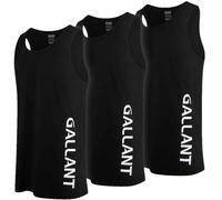 Gallant Men's Vests with Flat Lock Seam - Breathable Lightweight Cotton Racer Top - Wide Round Neck Ideal for Gym, Cycling, Fitness, Yoga, Sports (Pack of 3, XL) Black
