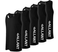 Gallant Men's Vests with Flat Lock Seam - Breathable Lightweight Cotton Racer Top - Wide Round Neck Ideal for Gym, Cycling, Fitness, Yoga, Sports (Pack of 5, XXL) Black