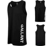 Gallant Sleeveless Racer Vest Tops for Men - with Flat Lock Seam, Wide Round Neck Ideal for Gym, Running, Cycling, Fitness, Yoga, Sports (Black XLarge)
