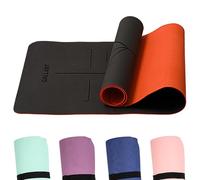 Gallant Yoga Mat Non Slip - Premium TPE Exercise Mat Thick & Pilates Mat 6mm Extra Yoga Mats for Women & Men with Alignment Lines and Carry Strap, Eco Friendly Gym Mat for Home Workout(Black Orange)