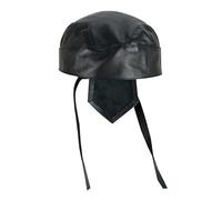 Gallanto Biker Plain Leather Durag - Durable Motorcycle Bandana with Tie Back - One Size Fits All - Soft- Comfortable- and Helmet-Friendly Headwrap (Black, One Size)