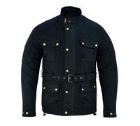 Gallanto Long Men's Waxed Jacket - Waxed Cotton Armoured Jacket for Men, Versatile All-Year-Round Wear, Adjustable Fit Waterproof Weather Protection Motorcycle Jacket (2XL)