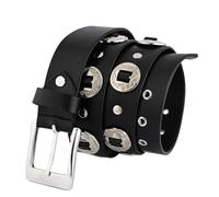 Gallanto MENS STUDDED LEATHER BELT-PUNK BELT FOR ARTIST LOOK-ROCK STYLE EMO BELT-ORIGINAL LEATHER STUDDED BELTS FOR MEN-6 ICONIC DESIGNS PUNK BELTS (Western Concho, BLACK, XL)