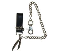 Gallanto Wallet Chain for Men-Heavy Duty Stainless Steel Biker Key Chain with-19 Length-Cow Hide Leather Belt Loop-Motorcycle Jeans Accessory-Wallet Key Chain (Black Wallet Chain Chopper, 1)