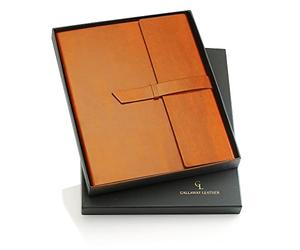 Gallaway-Leather-Padfolio-Portfolio, Folder-Slim-Notebook, Note-Pad-Holder, Desk-Accessories, Brown
