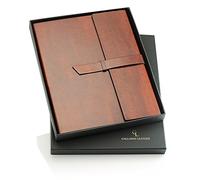Gallaway Leather Vegan Leather Padfolio Portfolio Folder Slim Notebook Note Pad Holder Refillable Business Organizer, Dark Chocolate