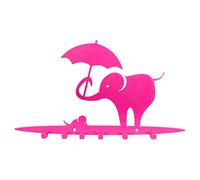 Galleksa Children's Wall-Mounted Coat Hooks Hanger Rack Elephant & Mouse Pink