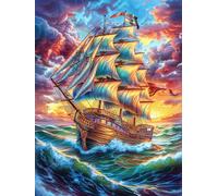 Galleon Sailing Under A Rainbow Sky 300 Pcs Jigsaw Puzzles Fairy Tale Scenery Cartoon Puzzles for Adults Teens Fun Family Game Team Building Stress Reducing Autumn Eco Friendly Cardboard 300 PCS