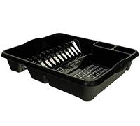 Galleries High Grade Large Plastic Dish Drainer Plate and Cutlery Rack Holder - Mid-night Black (Darkish Grey)