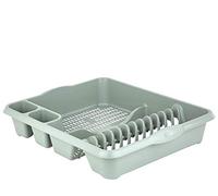 Galleries High Grade Large Plastic Dish Drainer Plate and Cutlery Rack Holder (Silver Sage)