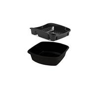 Galleries Plastic Small Washing up Bowl and Small Dish Drainer Rack Kitchen Plate Holder Set of 2 (Black)