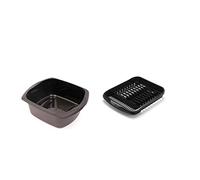 Galleries Set of 2 Plastic Large Dish Drainer Plate Rack and 9.5L Rectangular Bowl (Black)
