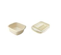 Galleries Set of 2 Plastic Large Dish Drainer Plate Rack and 9.5L Rectangular Bowl (Cream)
