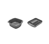 Galleries Set of 2 Plastic Large Dish Drainer Plate Rack and 9.5L Rectangular Bowl (Metallic)