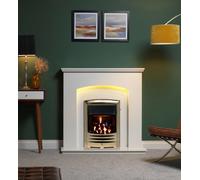Gallery Cartmel Arctic White Marble Fireplace with Downlights