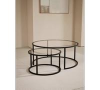 Gallery Direct Milan Metal & Glass Nest of Tables Black