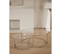 Gallery Direct Milan Metal & Glass Nest of Tables Silver