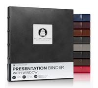 Gallery Leather 3 Ring Binder with Plastic Sleeves, Includes 10 Sheets, Sheet Size: 8.5" x 11" - Presentation Binder Rings with Window and Hubbed Spine, Thick: 1.25" Belfast Black