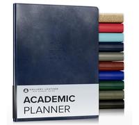 Gallery Leather Academic Planner 2025-2026, Teacher and Student Weekly Monthly Planner, Elegantly Bound Calendar with Gold-Gilded Page Edges, 18 Months - Acadia Navy - 9x7"