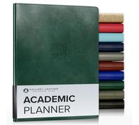 Gallery Leather Academic Planner 2027, Teacher and Student Weekly Monthly Planner, Elegantly Bound Calendar with Gold-Gilded Page Edges, 18 Months - Acadia Green - 9x7"