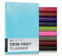 Gallery Leather Desk Daily Planner 2026, Elegantly Bound Daily Calendar Planner and Notebook with Stylish Gold-Gilded Page Edges, 12 Months - Acadia Pool - 8 x 5.5 ”