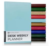 Gallery Leather Desk Weekly Monthly Planner 2026, Elegantly Bound Calendar Planner and Notebook with Stylish Gold-Gilded Page Edges, 12 Months - Caribbean Aqua - 8 x 5.5 "